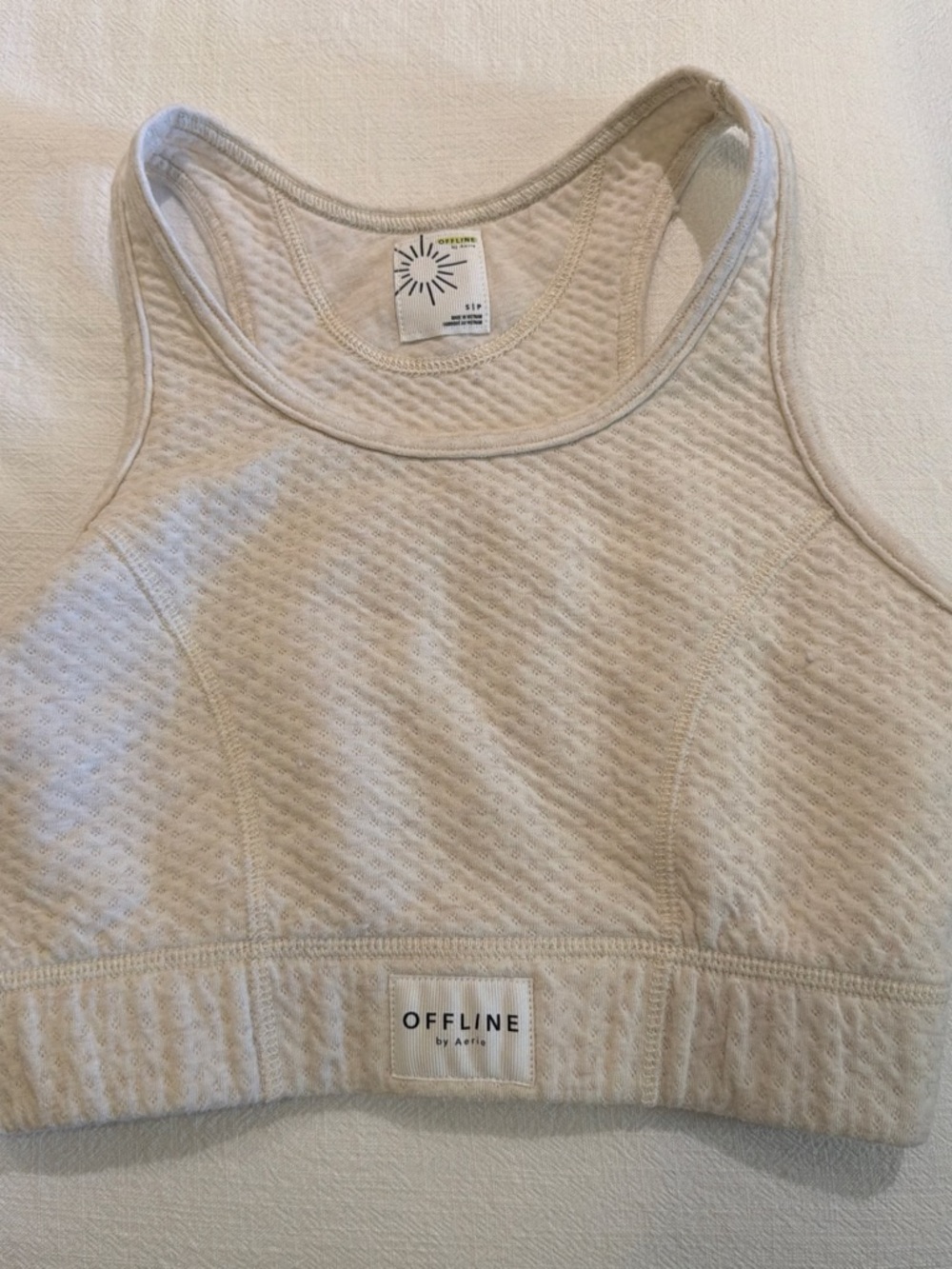 aerie Offline Quilted Cream Racerback Sports Bralette